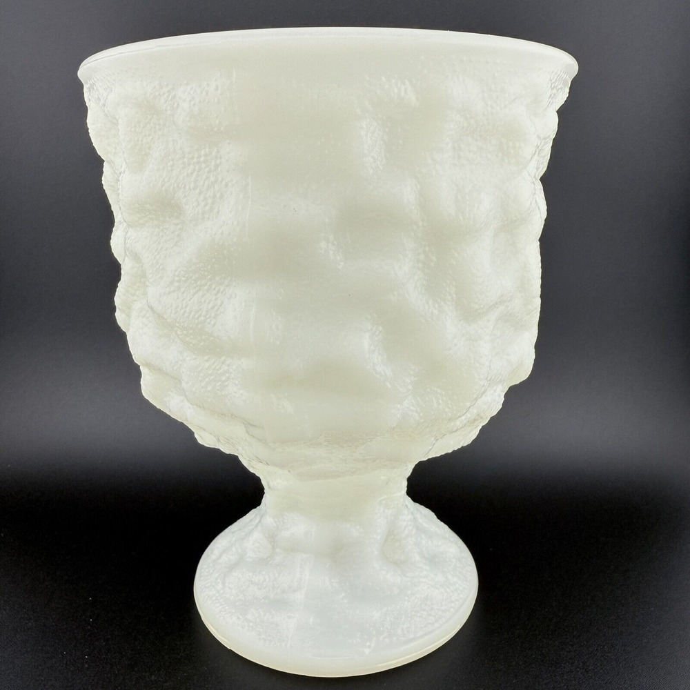 Vintage E. O. Brody Co. Crinkled White Milk Glass Pedestal Planter/Vase # M3000
